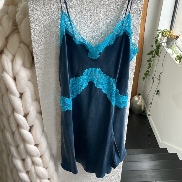 La Perla Other - Vintage Victoria’s Secret Aqua and Navy Slip Dress